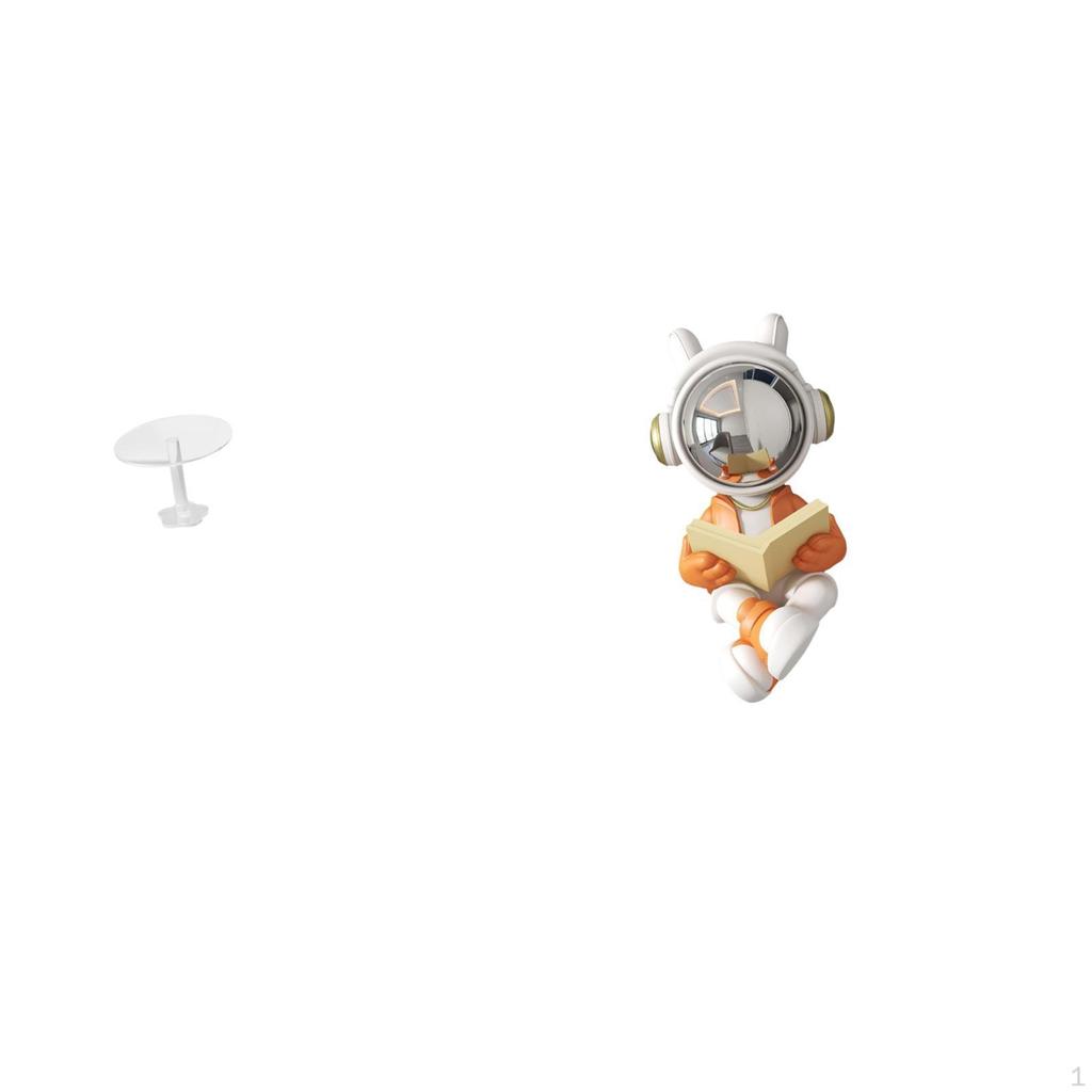 Miniature Dollhouse Round Table Decorations for Pretend Life Garden Play House with Astronaut