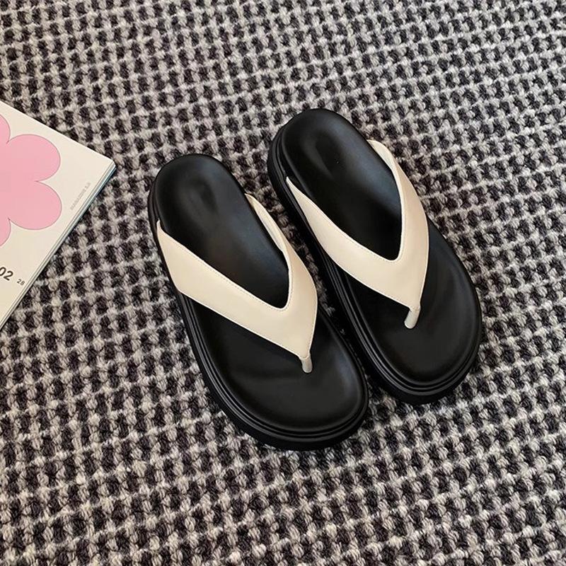 Grape mother of the same style~ Casual versatile round head toe thick bottom simple flip-flops women's summer wear