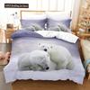 3D Gedrucktes Niedliches Bären-Bettbezug-Set mit Kissenbezug Eisbär Bettwäsche-Sets Bettdeckenbezug Wildtiere Bett-Set Queen-Size