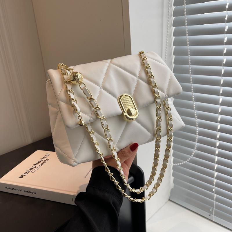 

Rhombus chain bag women s versatile new niche design shoulder messenger bag high-end small square bag белый