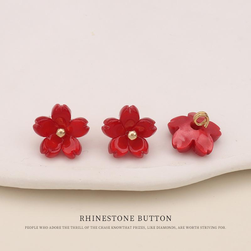

5pcs Acetate Five-Petal Flower Small Fresh Shirt Button Cardigan Sweater Knitted Sweater Colorful Flower Shape High Foot Small Button 11.5mm red