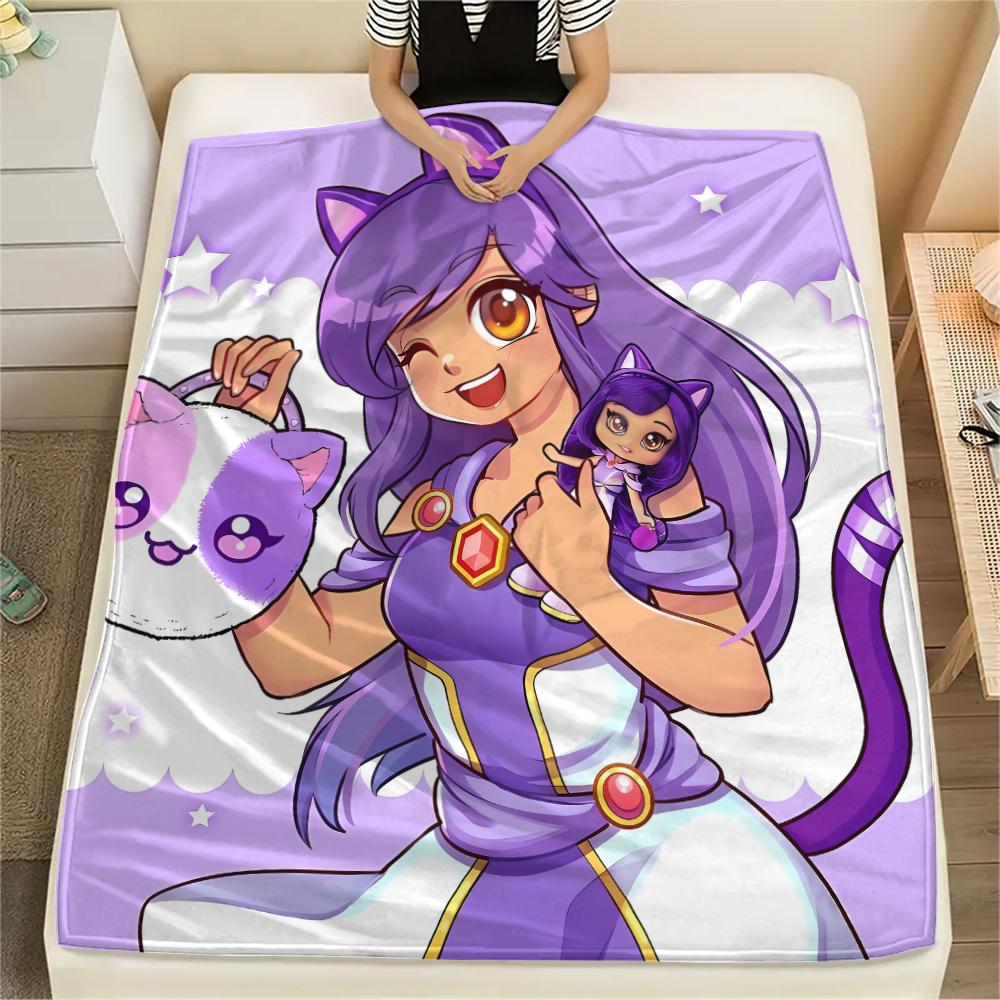 1 szt. Koc flanelowy z nadrukiem Aphmau, Wysokiej jakości, Na wszystkie pory roku, Wystrój domu, Ciepło i komfort, Idealny na prezenty świąteczne