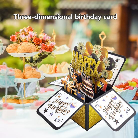 3D přání s obálkou lesklé zářivé barvy ručně vyráběné přáníčko s překvapením a překvapením jedinečný dárek k narozeninám