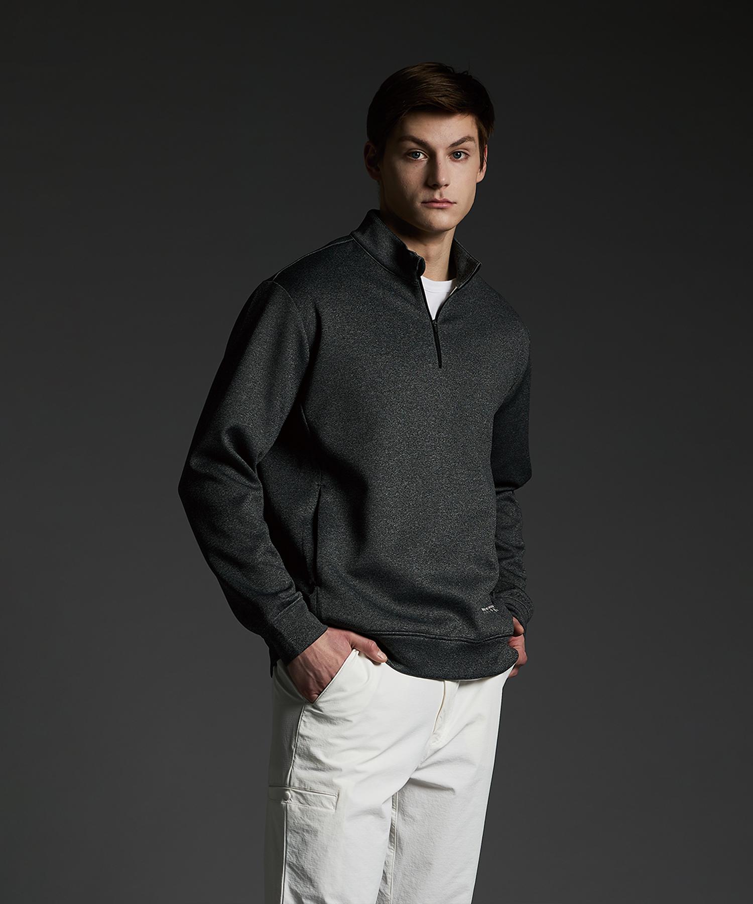Crew Members Only Quarter Zip Pullover M Gray Melange Gray/M