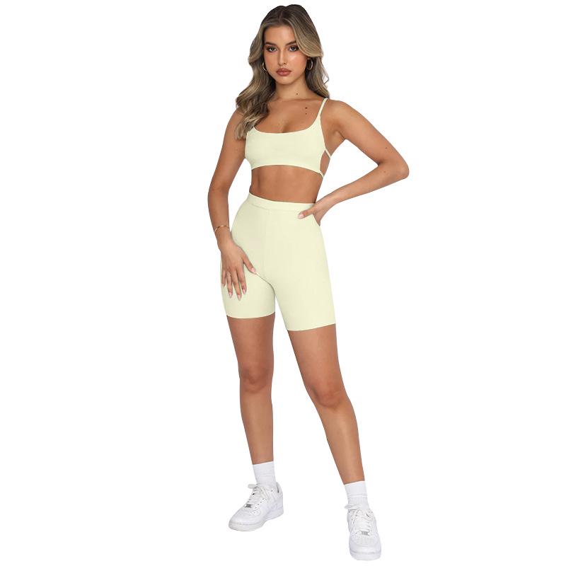 Summer Spaghetti Strap Backless Top & Sporty Shorts Set - European & American Women's Fashion