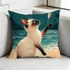 Cute SiameseE CCat Square DoubleSided printed Pillow Case Bedroom Bedside Pillow Sofa Cushion Cover Gift