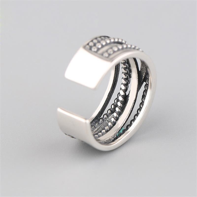 XIYANIKE Silver Color Vintage Multilayer Winding Adjustable Cuff Finger Rings For Women Girl Fashion New Jewelry Party Gift