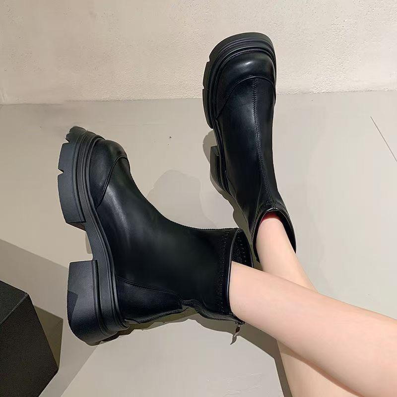 Thick-soled Martin Boots Women's 2025 New Spring and Autumn Fashion Single Boots Small Boots Show Height and Thin Boots Popular Short Boots
