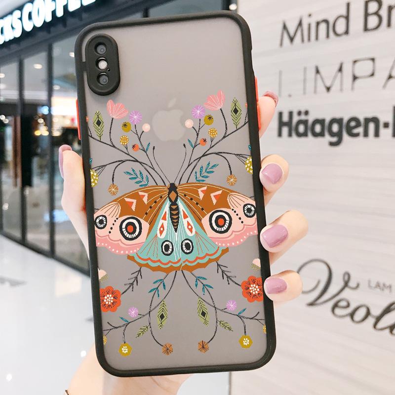 Flowers Butterfly Aesthetic Phone Case For iPhone 7 8 plus X XS MAX XR SE2 16 15 14 11 12 13 Pro Max Back Shockproof soft Cover