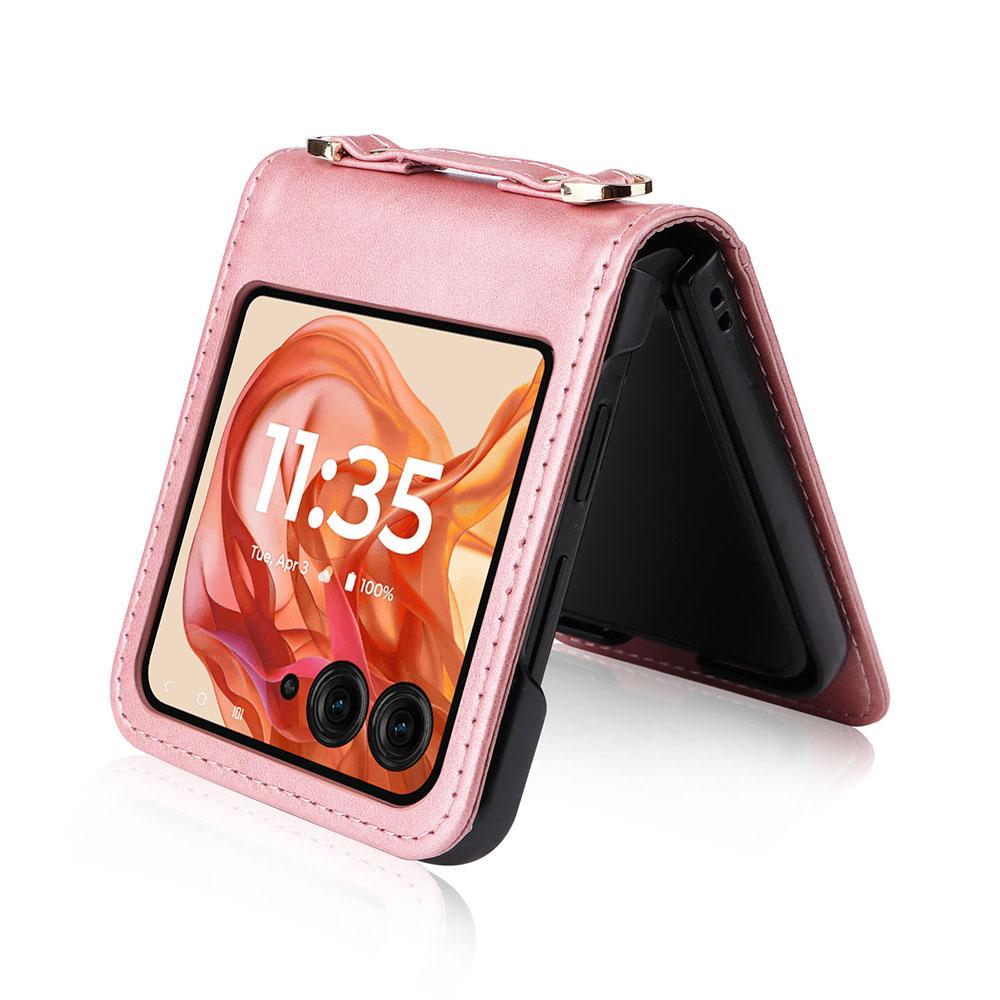 For Motorola Razr 2025/Razr 2024/Razr 60/Razr 50 5G Case Card Slots Leather Phone Cover with Lanyard