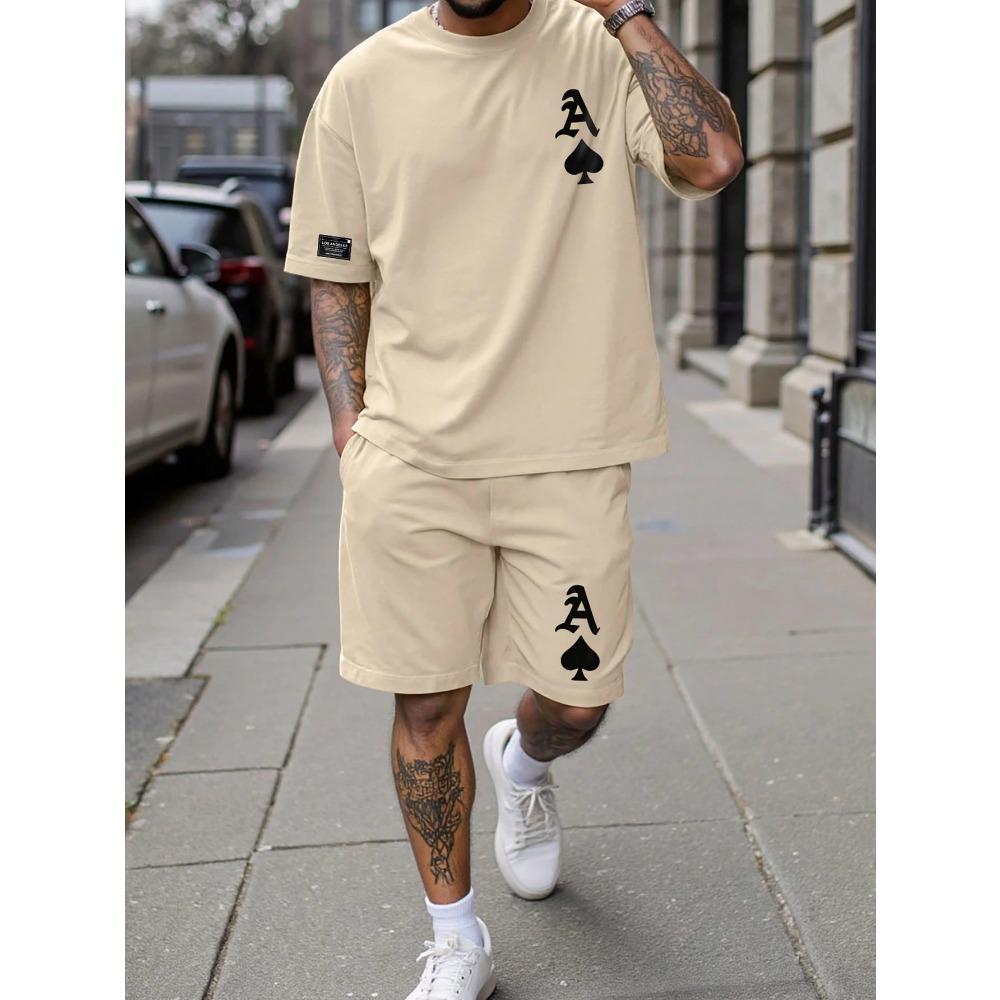 Summer Men's Sportswear Short sleeve T-shirt Suit Two-piece Outdoor Travel Clothing Oversized Man Shorts Training Clothes