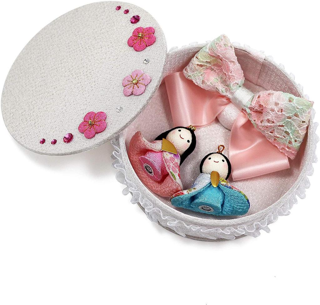 Osaka Choseido Compact Mini Hina Dolls with Name Engraving and Wooden Plaque Chirimen Fabric Hina Dolls Hina (Hina Dolls) (Shipped Separately) -