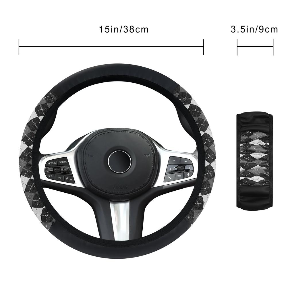 Diamond-Printed Elastic Non-Slip Car Steering Wheel Cover - Interior Accessory without Inner Ring Handlebars