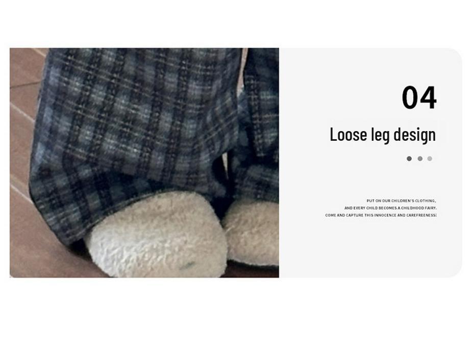 Autumn 2025 Girls' Trendy Knitted Bear Sweater & Plaid Pants Set with Peter Pan Collar