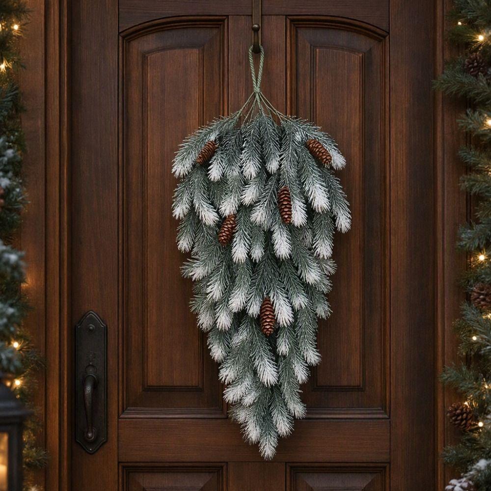 Simulated Hanging Pine Needle Branches Hanging Snowy Norfolk Pine Needles Indoor