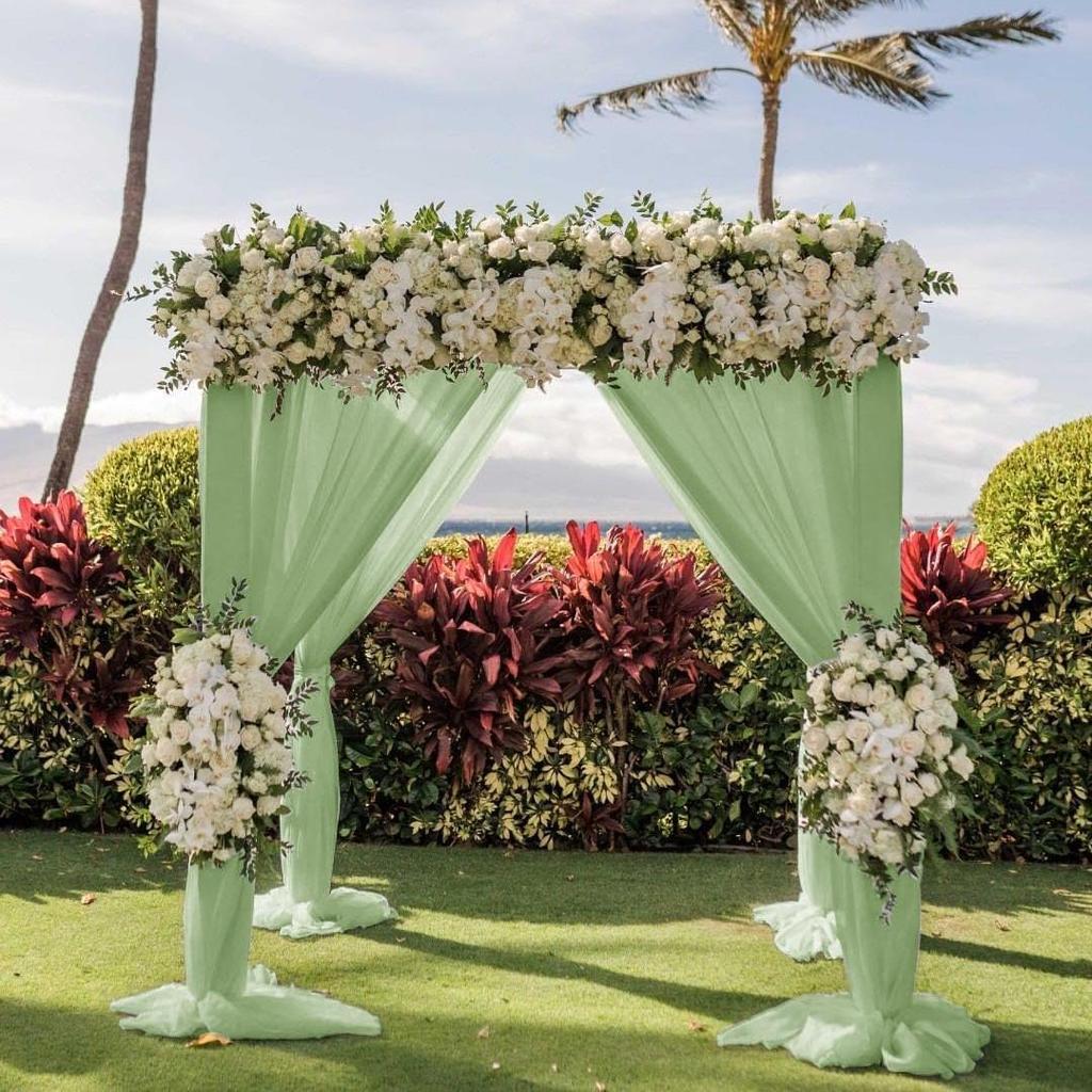 Chiffon Lawn Outdoor Sheer Drapes for Wedding & Festival Archway Decoration