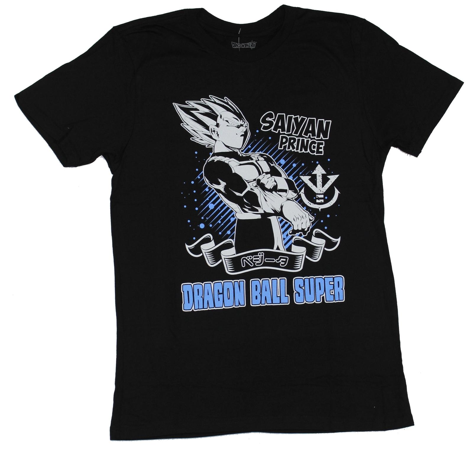 Dragon Ball Z Super Mens T-shirt Saiyan Prince Vegeta Over Blue Background S