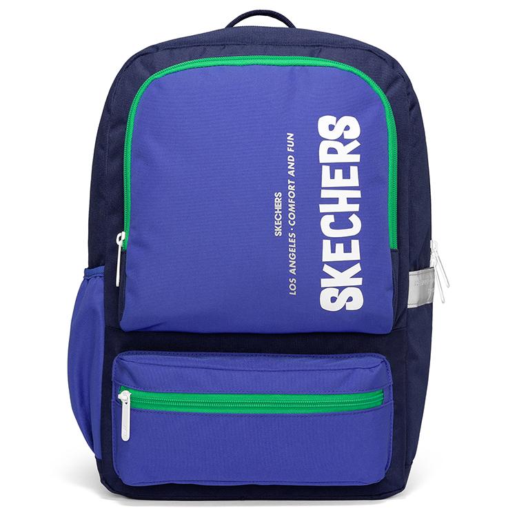 Skechers Sports Casual Large Capacity Zipper Closure Fabric Backpack Men Backpack Red Blue L121K086-000M Red Blue