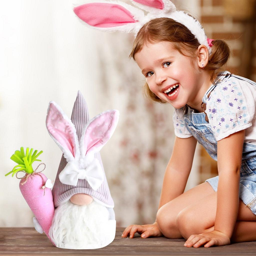 Gnomo di Pasqua Peluche Elfo Decorazioni, Gnomo Coniglio Fatto a Mano Bambola Senza Volto Ornamenti di Pasqua, Decorazione Casa Primavera Pasqua Ornamenti Regali
