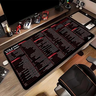 Alfombrilla de Ratón para Línea de Comandos Teclas de Atajo Mousepad para Computadora Programador Unix Borde Cosido 80x30cm Base de Goma Antideslizante Hogar