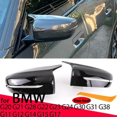 2x Černé krytky z černého karbonového vlákna pro zpětná zrcátka pro řady BMW 3 4 5 7 8 I3 G11 G12 G15 G16 G30 G31 G38 G20 G21 G28