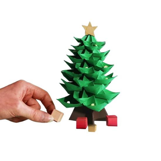 DIY Paper Christmas Tree Handmade Origami Tree Kit Fold 3D Christmas Paper Craft Set
