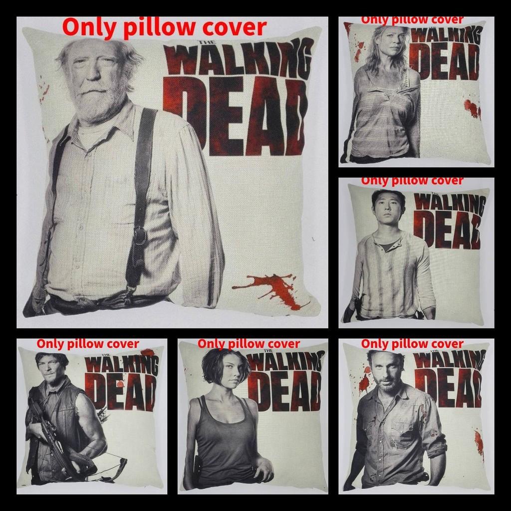 Premium Grey Linen Walking Dead Sofa Pillow Case For Fans Of Zombie Series 45x45cm