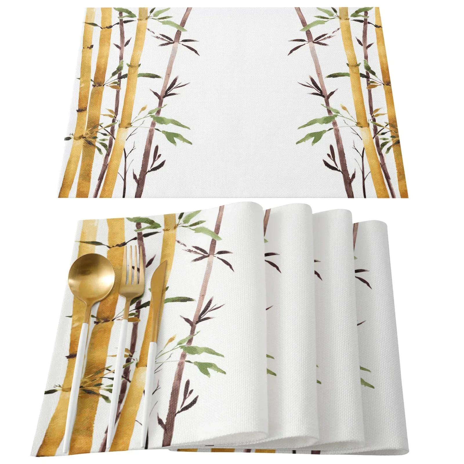 

6PC Brown Bamboo Pattern Placemat Table Mat For Dining Kitchen Accessories Coffee Tea Coaster 6PC 30x45CM