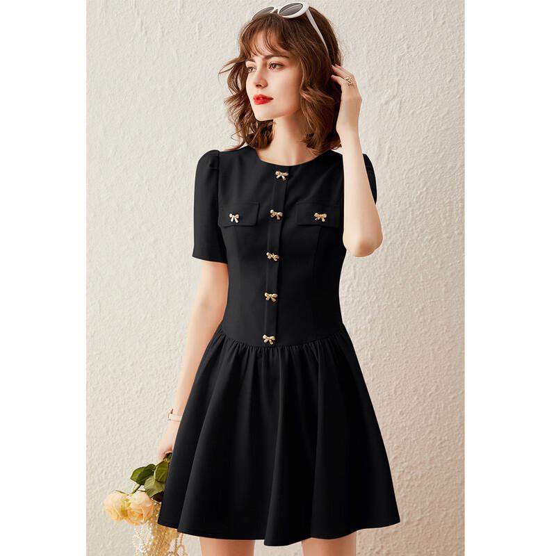 Elegant Bowknot Puff Sleeve A-Line Mini Dress