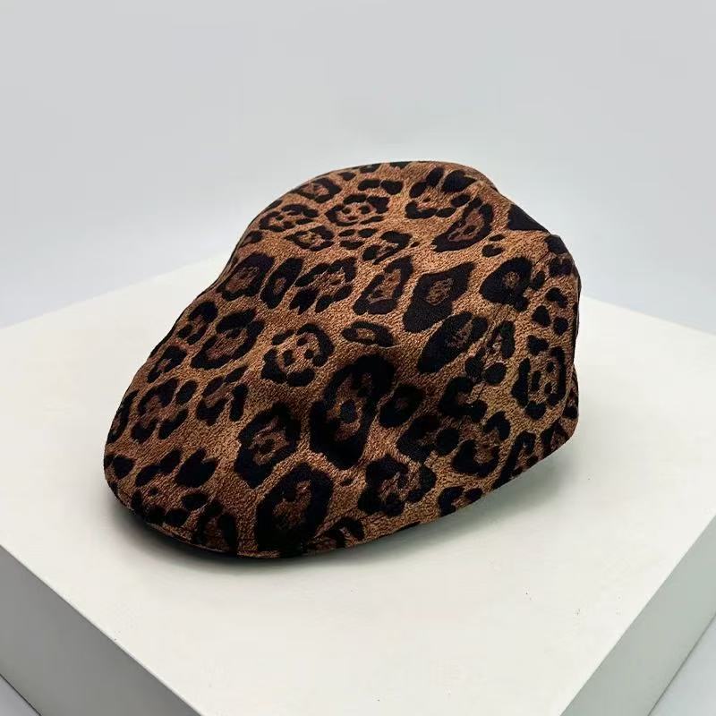 1 pezzo Y2K Moda Retrò Stampa Leopardata Cappelli Forward per Uomo e Donna Ombrellino da Sole da Esterno Nicchia Strada Ins Tendenza Cappello Piatto da Giornalaio