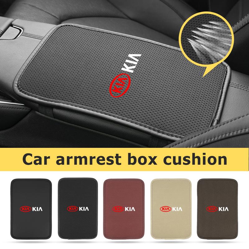 GNQE7 Podložka do boxu loketní opěrky auta Kožená/Ledové hedvábí Chránič polštářku Podpora lokte Příslušenství Pro KIA Sportage Rio Ceed Niro Soul Stonic
