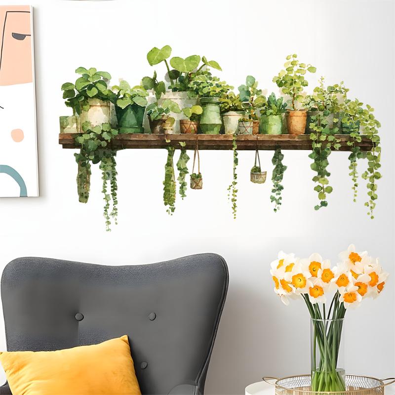 Creative 3D Green Plant Bonsai Wall Decals Sticker Living Room Bedroom Stick Wall Art Decor