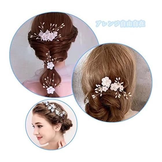 3-Piece Wedding Headpiece Set - Bridal Hair Accessories with Flower Motifs, Comb, U-Pins, and Hairpins - Suitable for Kimono, Photography, Parties,