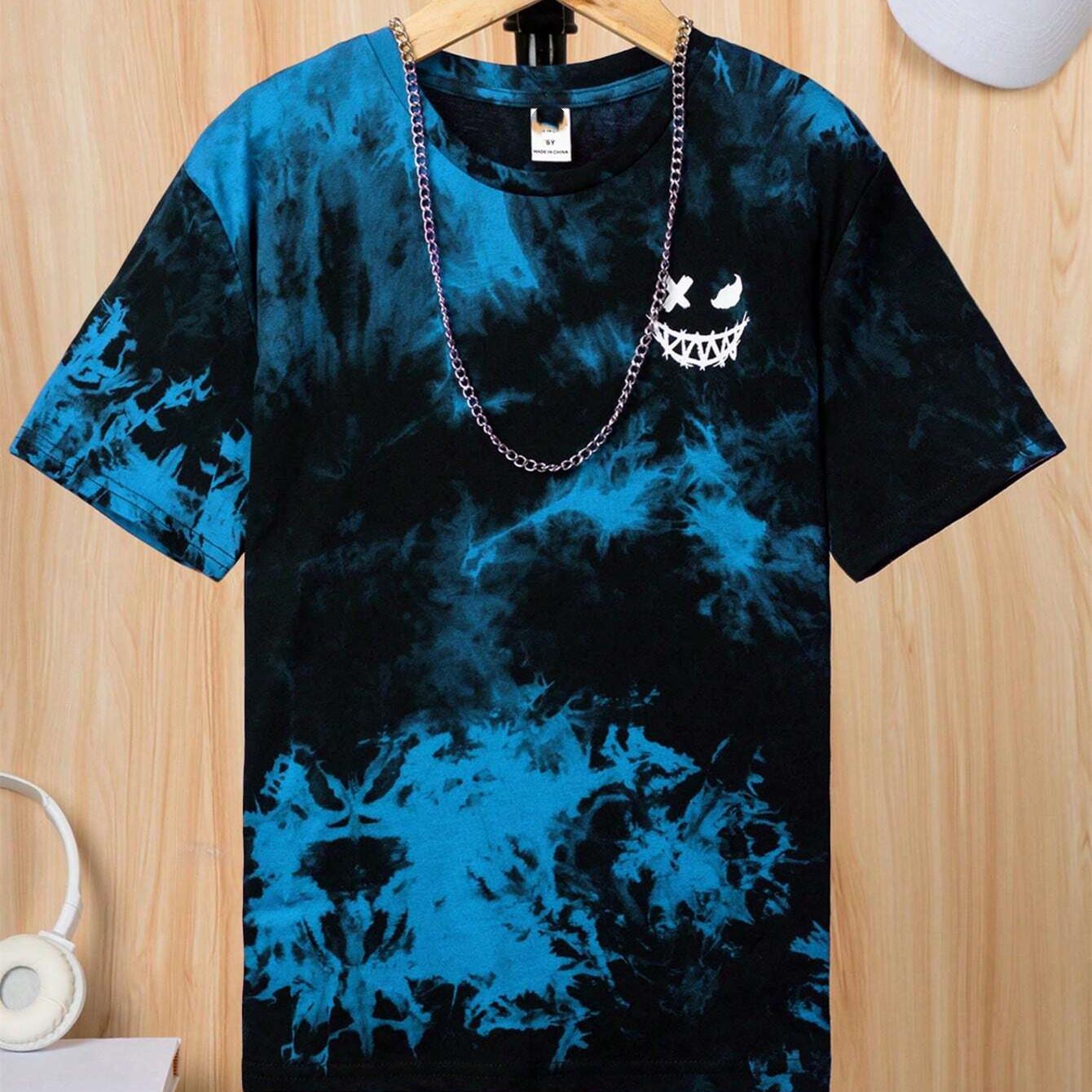 

Футболка для мальчиков Tween Tie Dye с короткими рукавами и круглым вырезом, в стиле отпуска 150