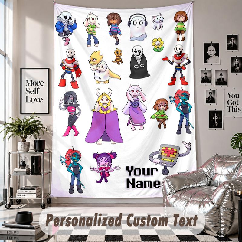 Custom Tapestry Wall Hanging, Undertale Personalized Name Text Home Wall Decor