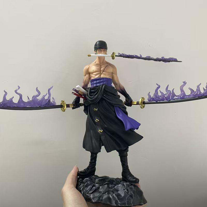 

28cm Anime One Piece Figure Three-Knife Flow Battle Roronoa Zoro PVC GK Model Action Figures Desk Ornament Toys Gifts