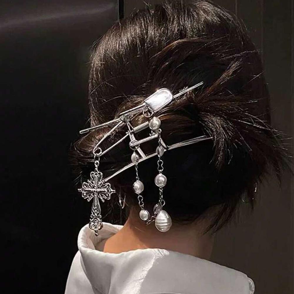 1PC  Pin, Cross Chain, Metal Grip Clip, Hair Clip At The Back Of The Head, Hair Clip Clip,   Hair Accessory