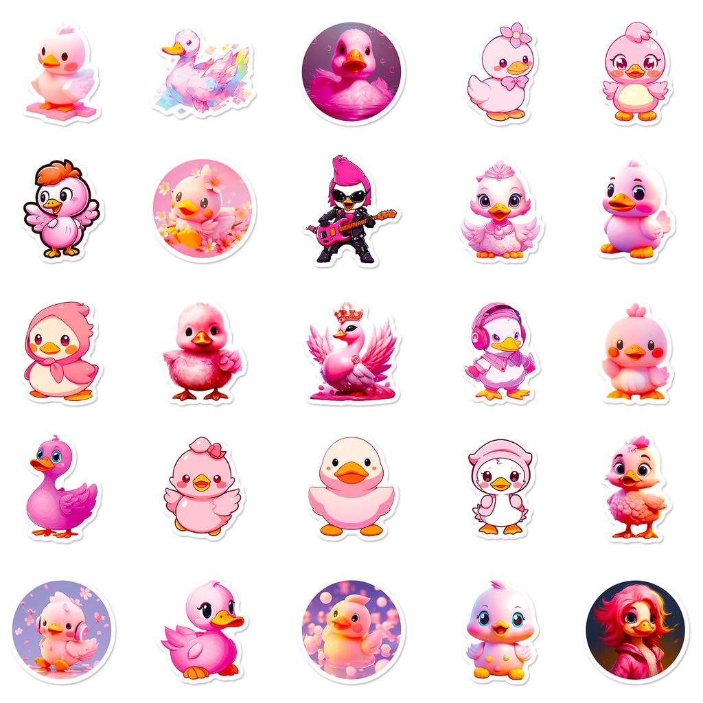 50 Stickers Dream Little Pink Duck Mobile Phone Tablet Computer Personalized Diy Decorative Stickers Repeatedly Stick Waterproof Stickers
