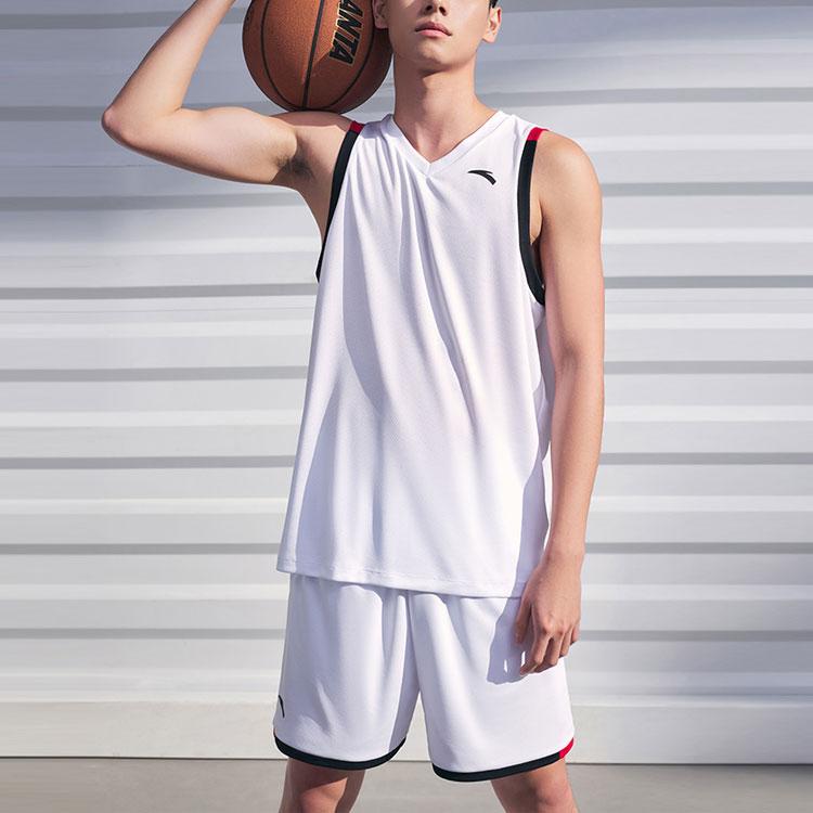 Anta Color Block V-Neck Pullover Vest And Straight Leg Shorts Casual Sports Set Men Sets Pure-White Basic-Black 952421203-1