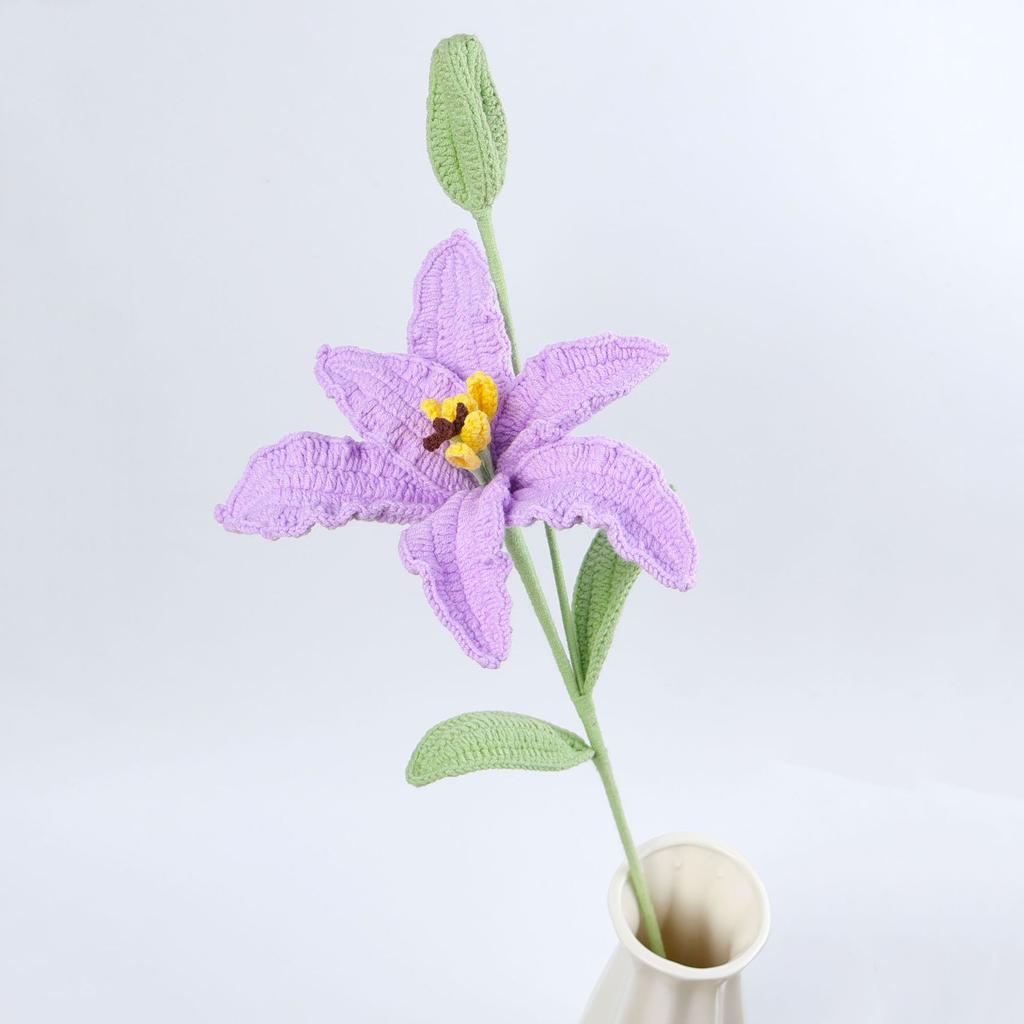2025 Lily Crochet Flowers Creative Lily Crochet Flower Bouquet Kintted Plant Wedding Decor Table Home Decor Gift