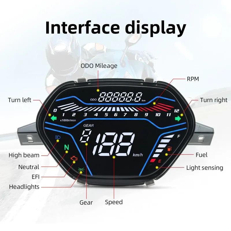 Motorcycle Speedometer 199Km/h LED Dashboard RPM Tachometer Digital Temp Fuel Gauge for Honda EX5 Class1 CX DX Wave100 CD100