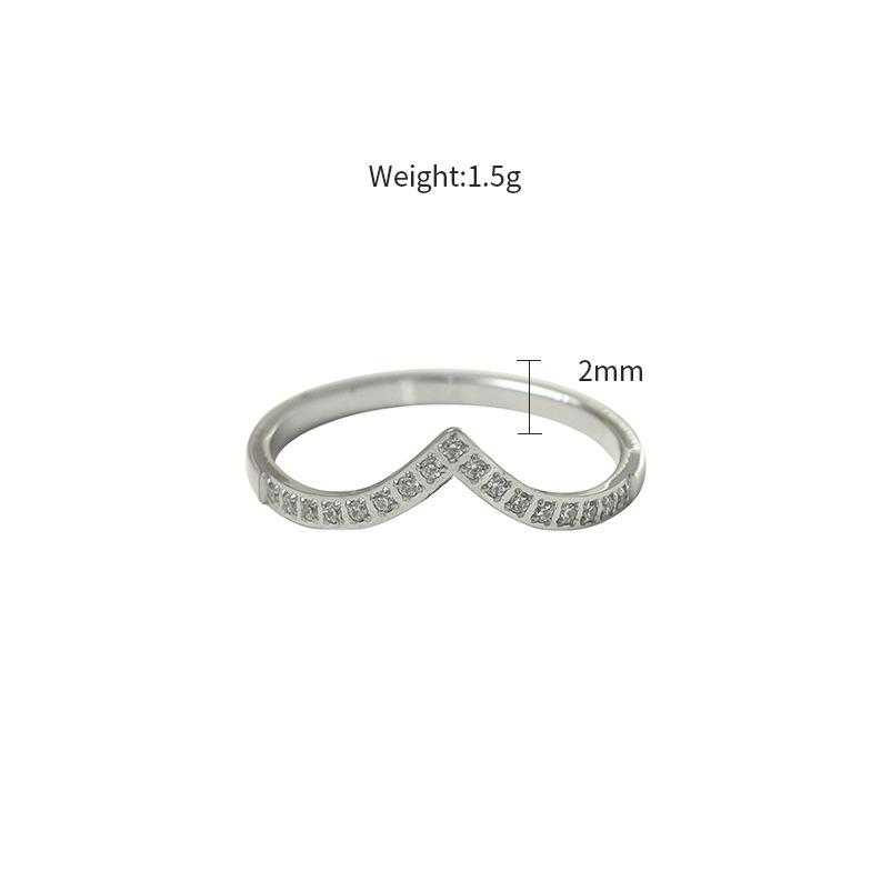 Personalized Popular Fashion Accessories 316 Material Stainless Steel V-Shaped Zircon Ring Gold Ring Jewelry Girl