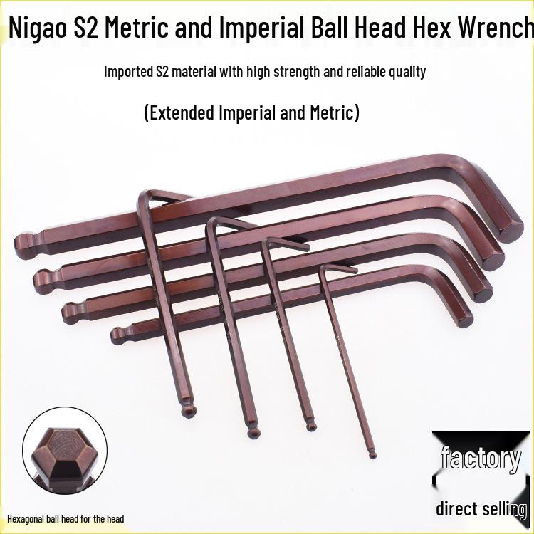 Nigao L-Shaped Extended Ball Head Hex Key Wrench and Screwdriver Set Metric Ball Head M1.5