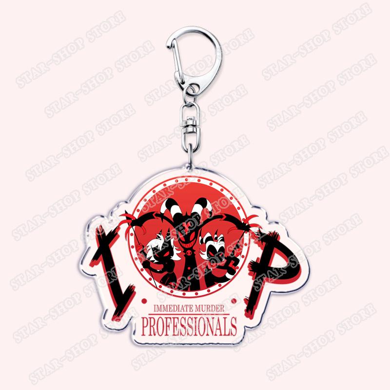 Heiß Populär Anime Cartoon Dämon Figur Schlüsselanhänger für Zubehör Tasche Angel Dust Schlüsselanhänger Ring Schlüsselring Schmuck Fans Freunde Geschenke