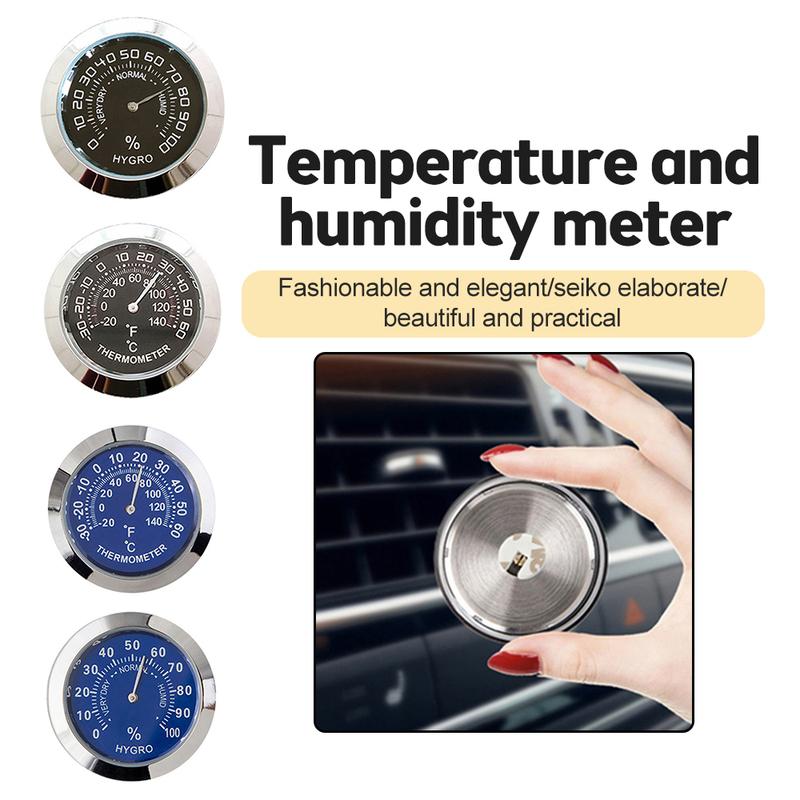 Mini Thermometer Hygrometer Mechanical No Battery Analog 37mm Car Temperature and Humidity Gauge with Paste Sticker