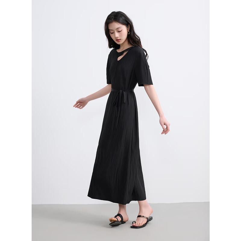 

Sancai 2025 Summer Tie-Waist Acetate A-Line Maxi Dress L (165/88A)