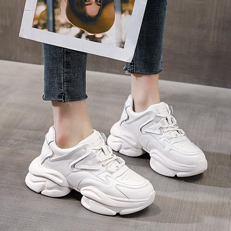 thick-soled women's tide spring new muffin shoes women's height-increasing sports little white shoes women