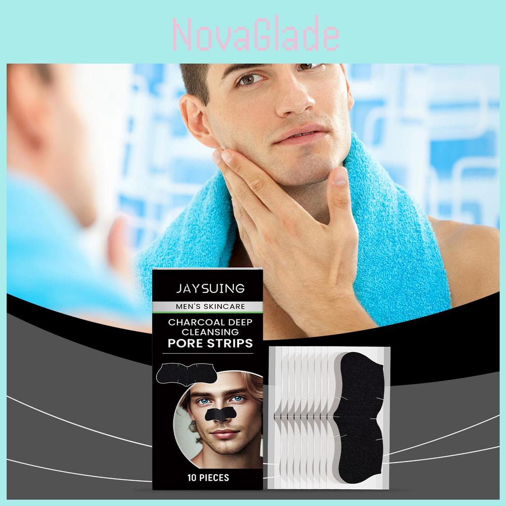Tiras Jaysuing para Cravos e Poros Masculinos Óleo de Limpeza Suave Controle de Oleosidade Redução de Acne 10 Peças