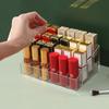 Boîte à rouge à lèvres acrylique transparente à 24 compartiments Organisateur de maquillage Boîte de rangement Organisateur de pinceaux de maquillage Support d'exposition Boîte organisatrice de cosmétiques