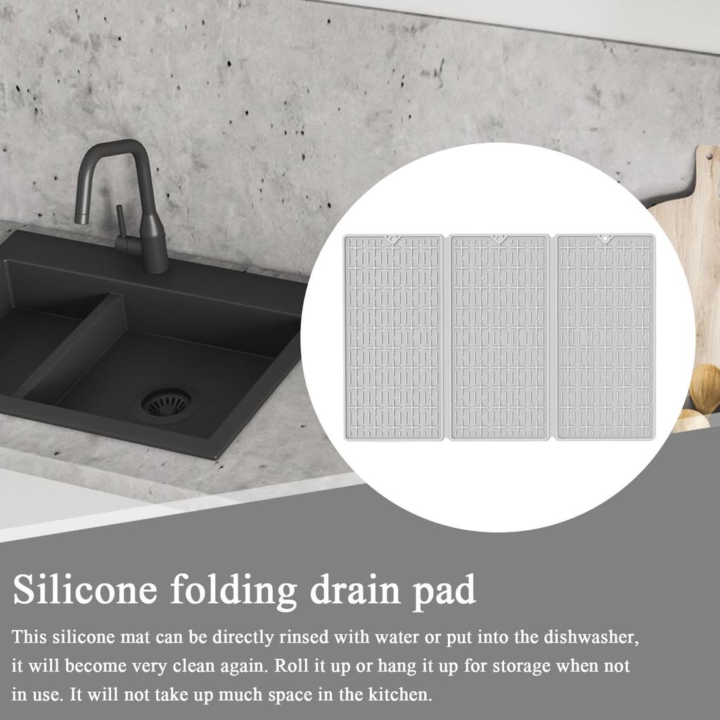 Dish Drying Mat Non-Slip Silicone Pad Easy Clean Kitchen Dish Drying Mat For Home Countertop Bathroom Sink Bar Refrigerator Mugs